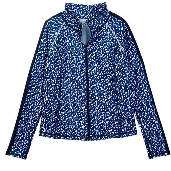 Zella Girl Other - Z By Zella Navy Eclipse Abstract Animal Print Zip